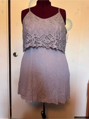 No Boundaries Lilac Tank Top with Crochet Detail